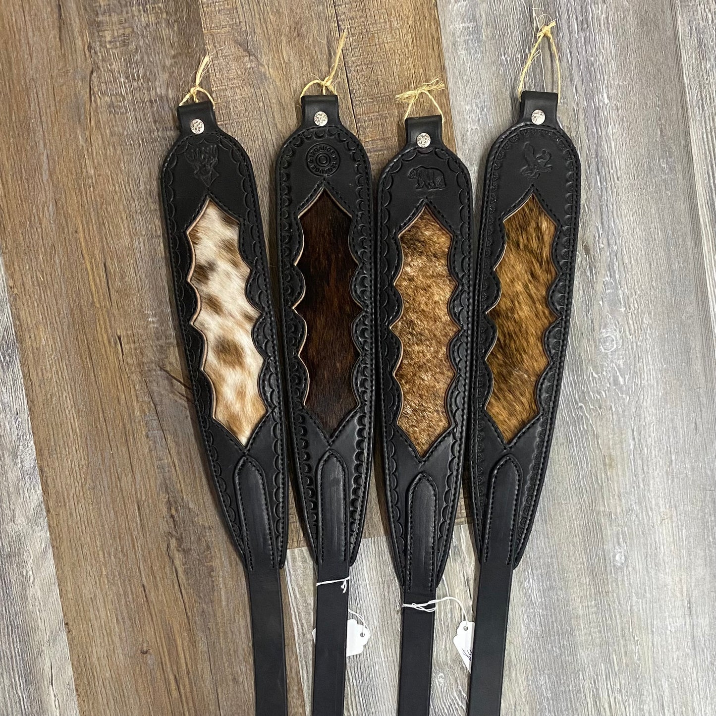 Cowhide Amish Hand Crafted Black Leather Gun Slings 