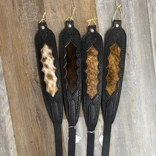 Cowhide Amish Hand Crafted Black Leather Gun Slings 