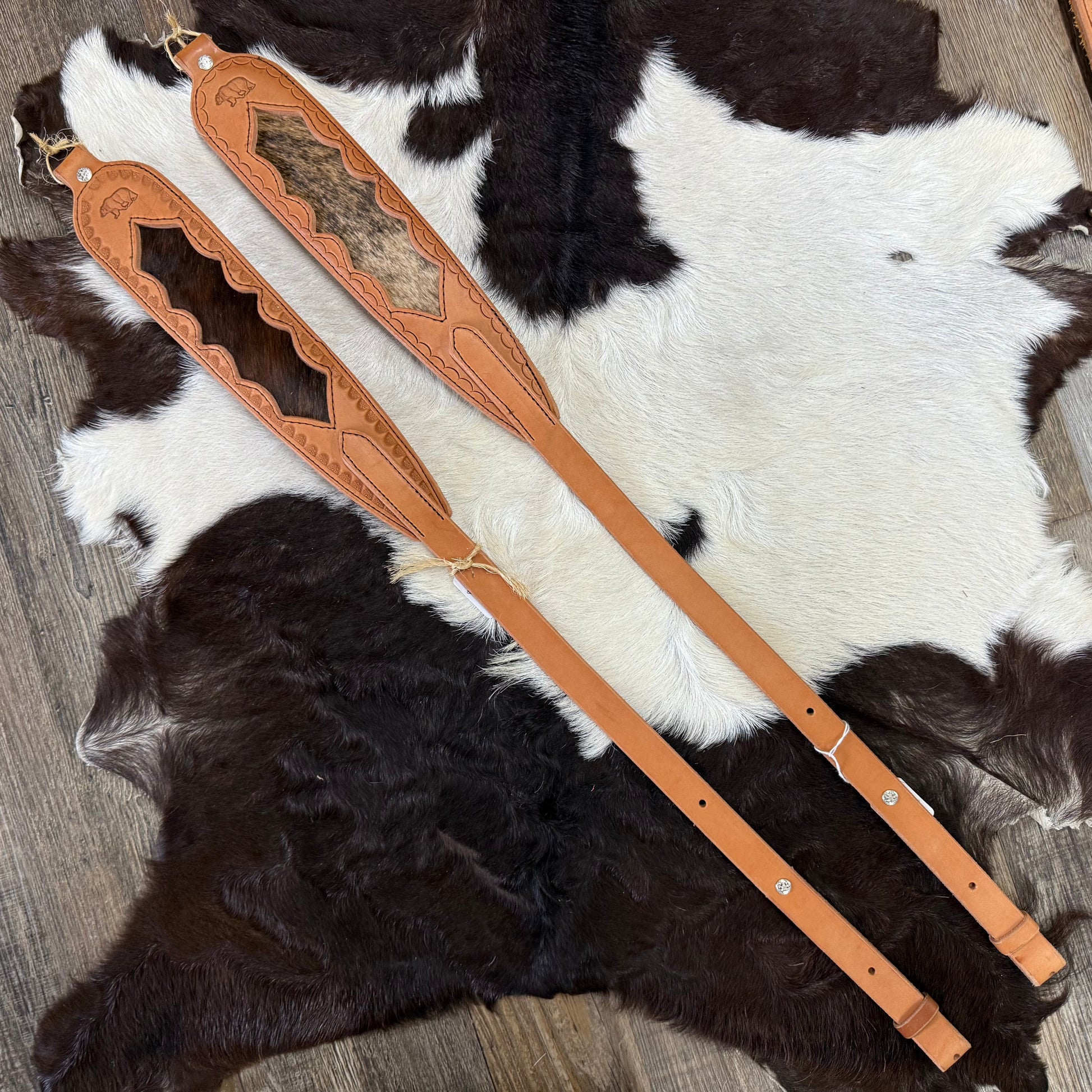 Amish Hand Crafted Light Tan Brown Leather Gun Slings w/ Genuine Cowhide