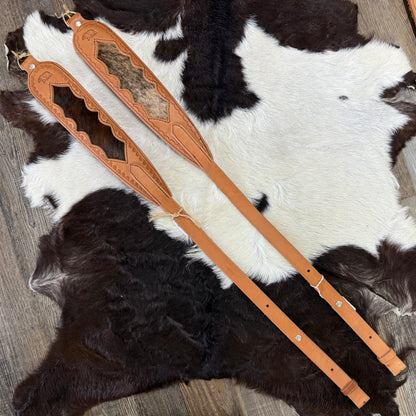 Amish Hand Crafted Light Tan Brown Leather Gun Slings w/ Genuine Cowhide