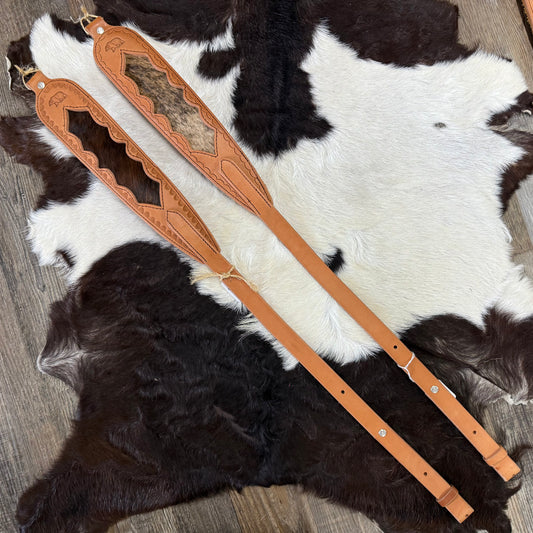 Amish Hand Crafted Light Tan Brown Leather Gun Slings w/ Genuine Cowhide