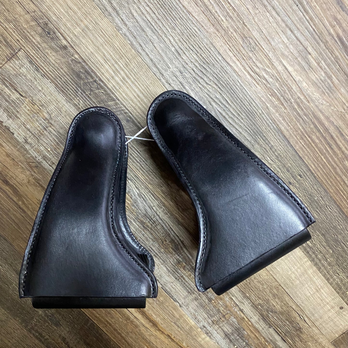 Amish Made Black Leather Endurance Western Wide DELUXE Trail Stirrups 3” Wide at Attachment