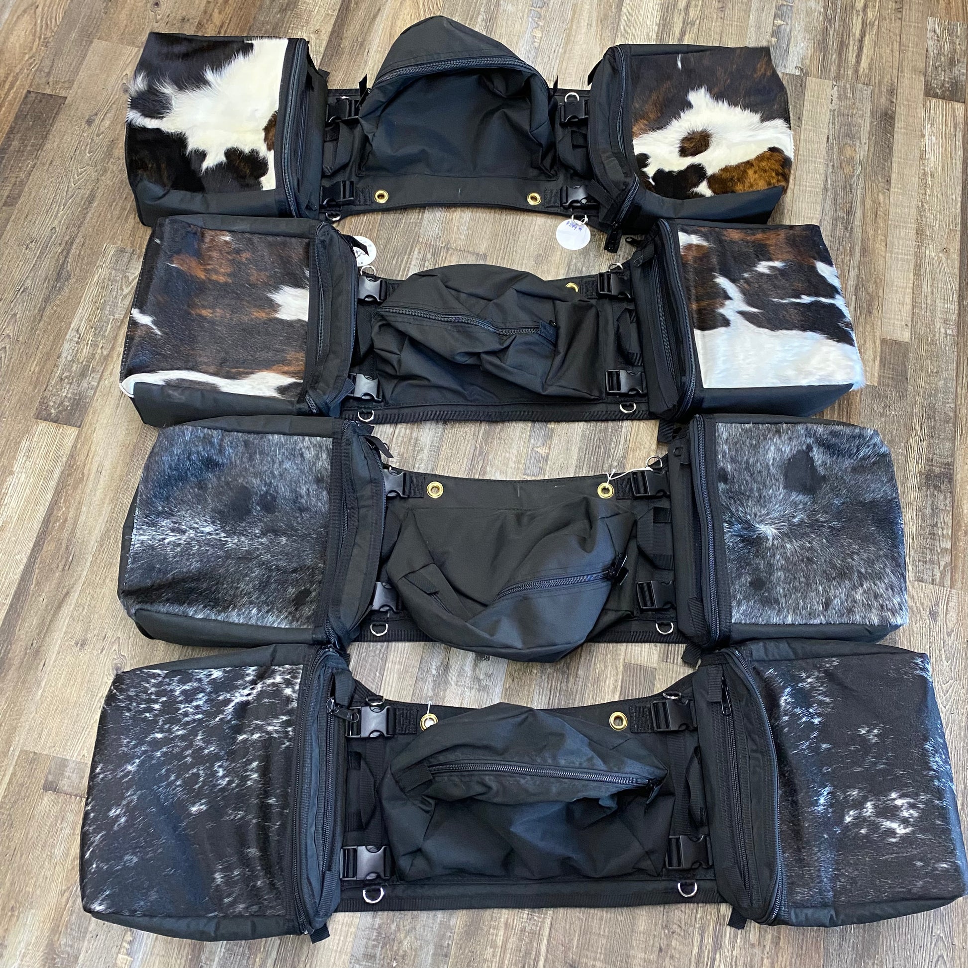 Amish Made Black Real COWHIDE Detachable Saddle Bags