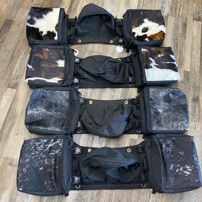 Amish Made Black Real COWHIDE Detachable Saddle Bags