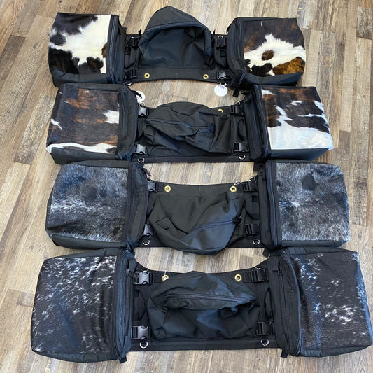 Amish Made Black Real COWHIDE Detachable Saddle Bags