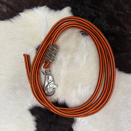 Amish Made Extra Long SUPER DUTY Lead Rope w/ Stainless Steel Snap BLACK & ORANGE