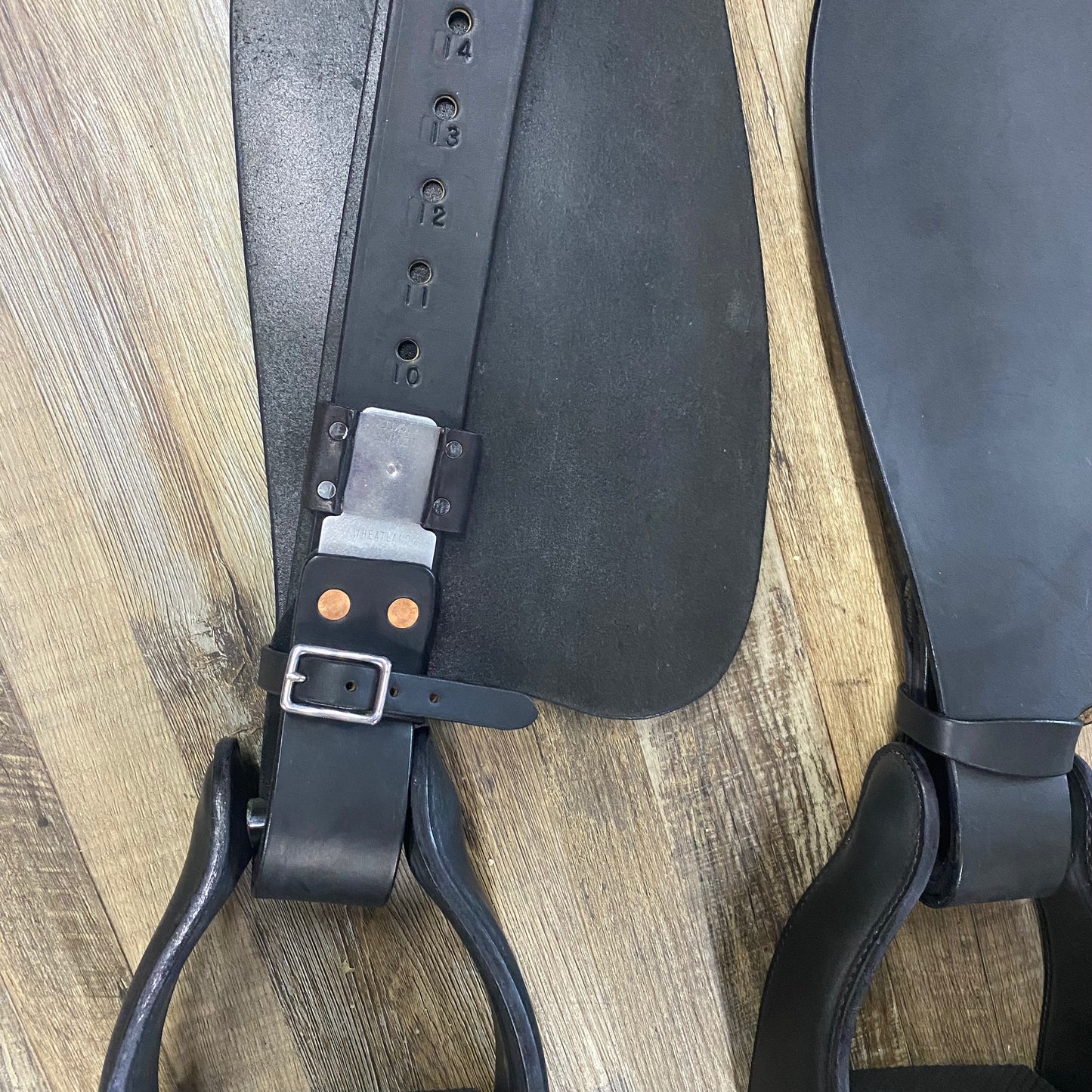 Amish Made Matt Black Leather Endurance Western Wide DELUXE Trail Stirrups 2” Wide at Attachment