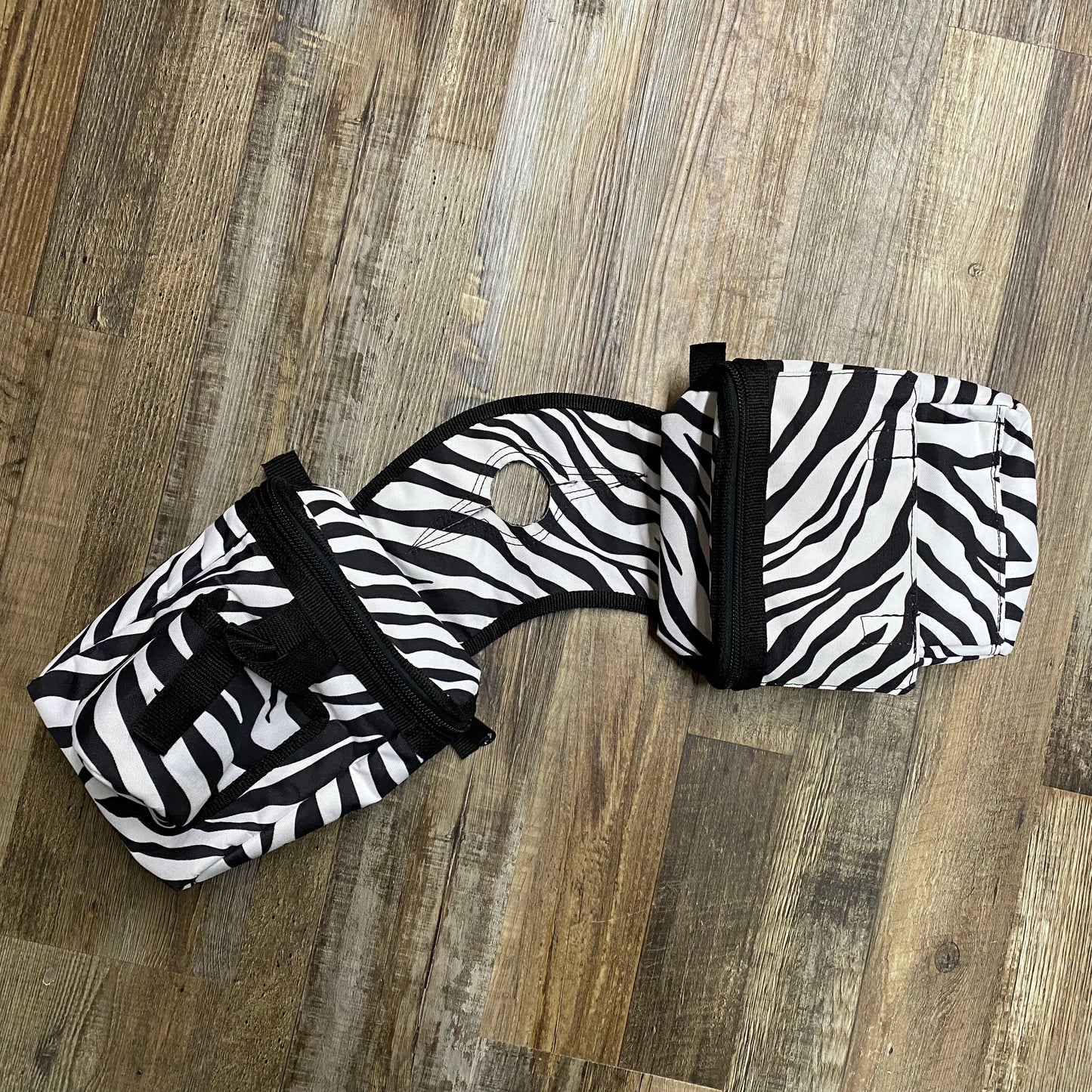 Amish Made ZEBRA PRINT Saddle Horn Bags w/ Drink Holder