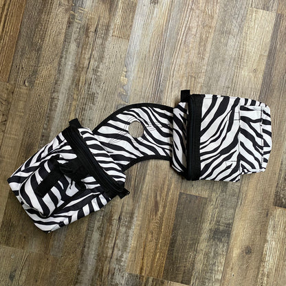 Amish Made ZEBRA PRINT Saddle Horn Bags w/ Drink Holder