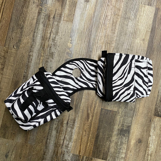 Amish Made ZEBRA PRINT Saddle Horn Bags w/ Drink Holder