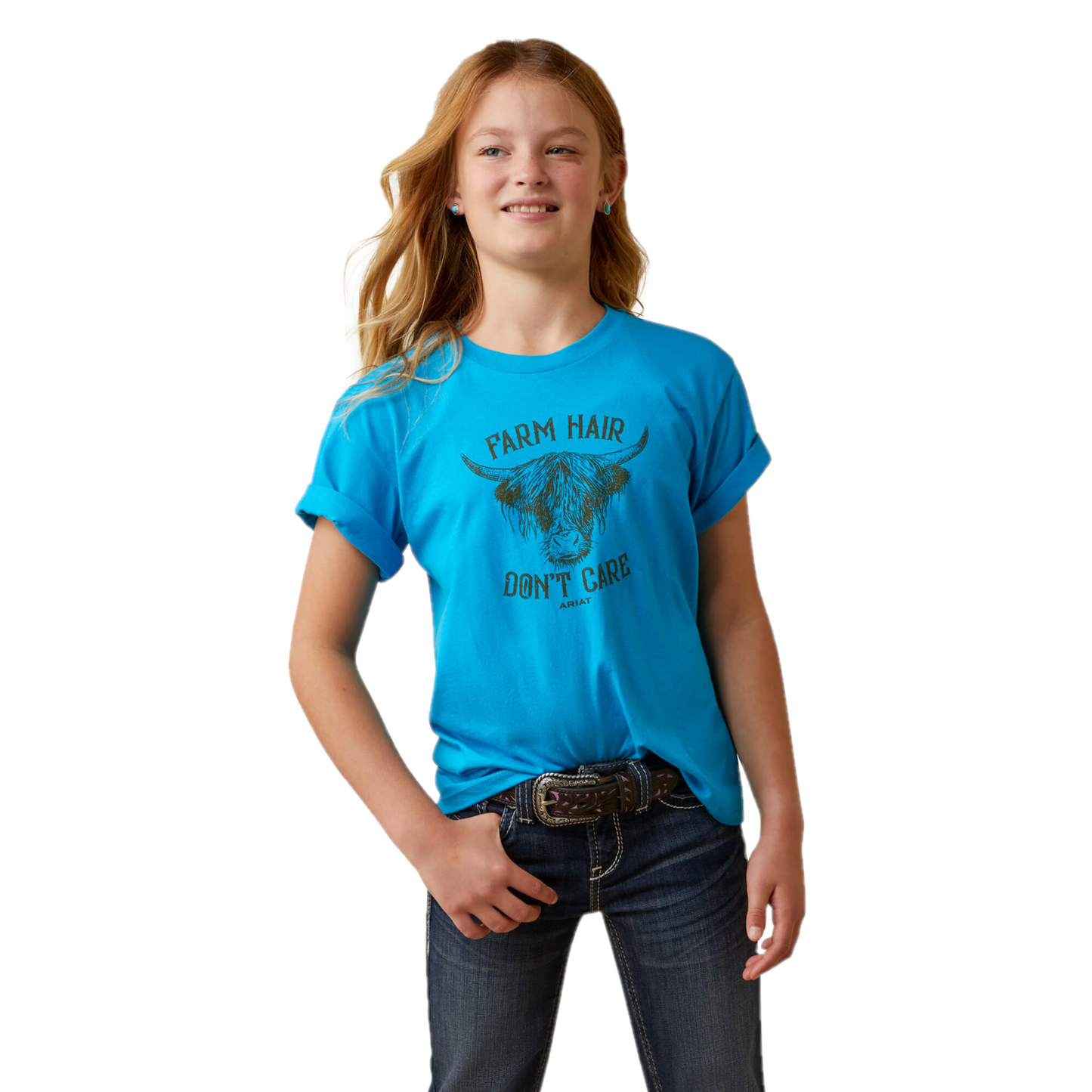Ariat Girls Farm Hair Don't Care SS T-Shirt