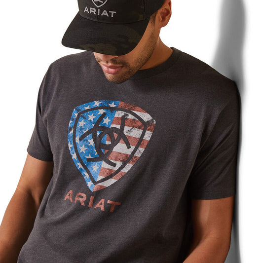 Ariat Mens American Shield SS T-Shirt Charcoal Heather