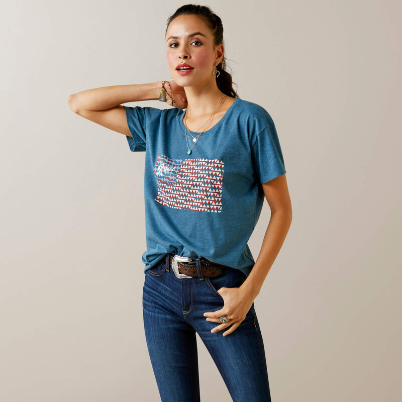 Ariat® Womens Amarillo SS T-Shirt Steel Blue Heather