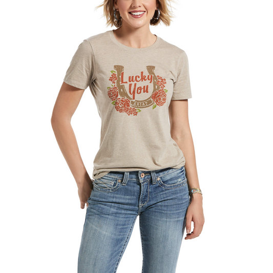 Ariat® Womens Lucky You SS T-Shirt Oatmeal Heather