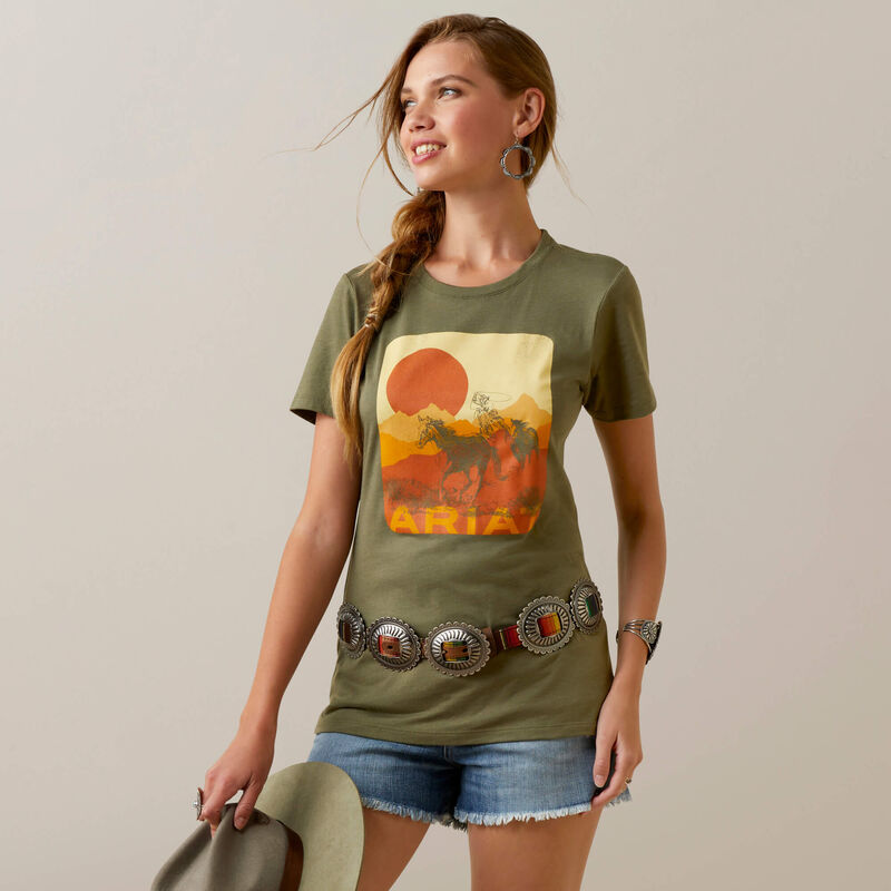 Ariat® Womens Mustang Fever SS T-Shirt Military Heather