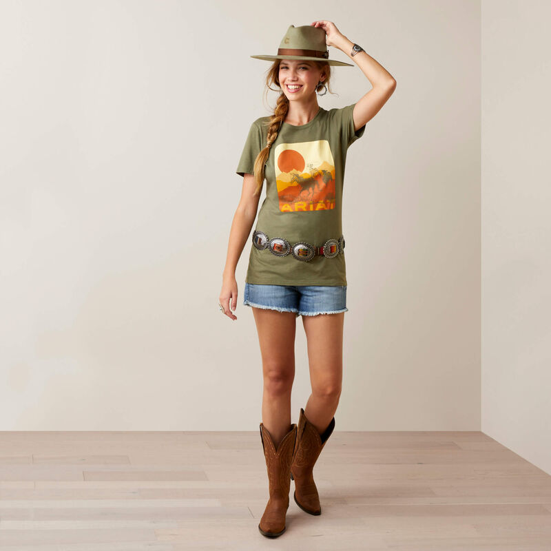 Ariat® Womens Mustang Fever SS T-Shirt Military Heather