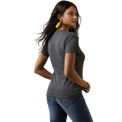 Ariat® Womens Quilt Logo SS T-Shirt Charcoal Heather