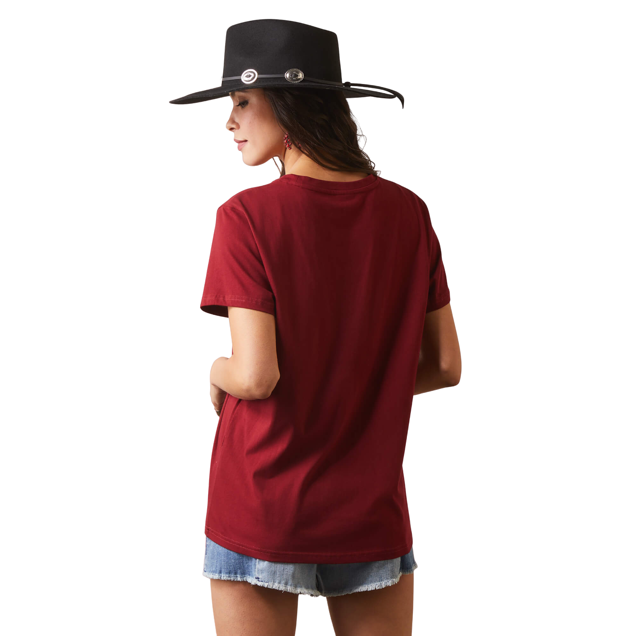 Ariat® Womens Real Daisy Steer SS T-Shirt Pomegranate Red