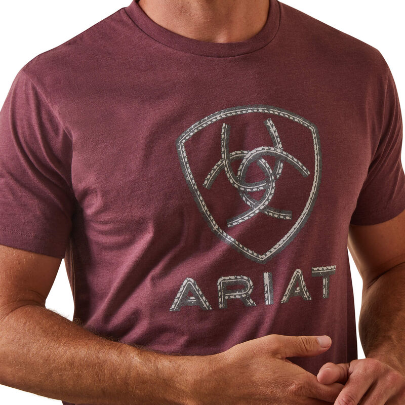 Ariat Mens Steel Bar Logo SS T-Shirt Burgundy Heather