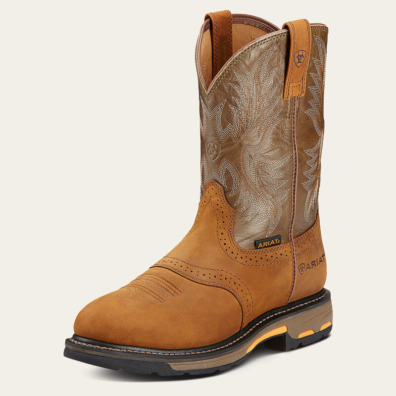 Ariat Mens WorkHog Pull-on Work Western Boot Aged Bark