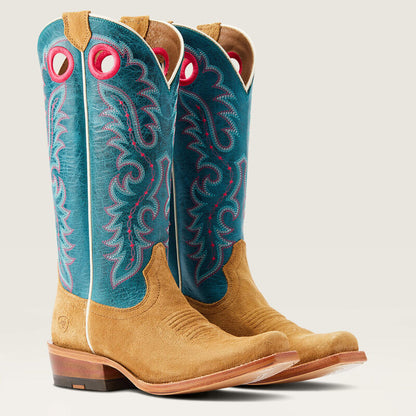 Ariat Womens Futurity Boon Cutter Toe Western Boots Buckskin Roughout Something Borrowed