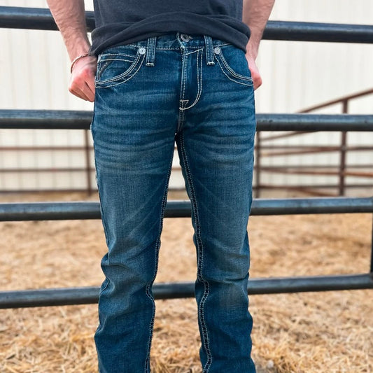 Ariat Mens M7 Rocker Stretch Stirling Stackable Straight Leg Jeans SILVERTON WASH