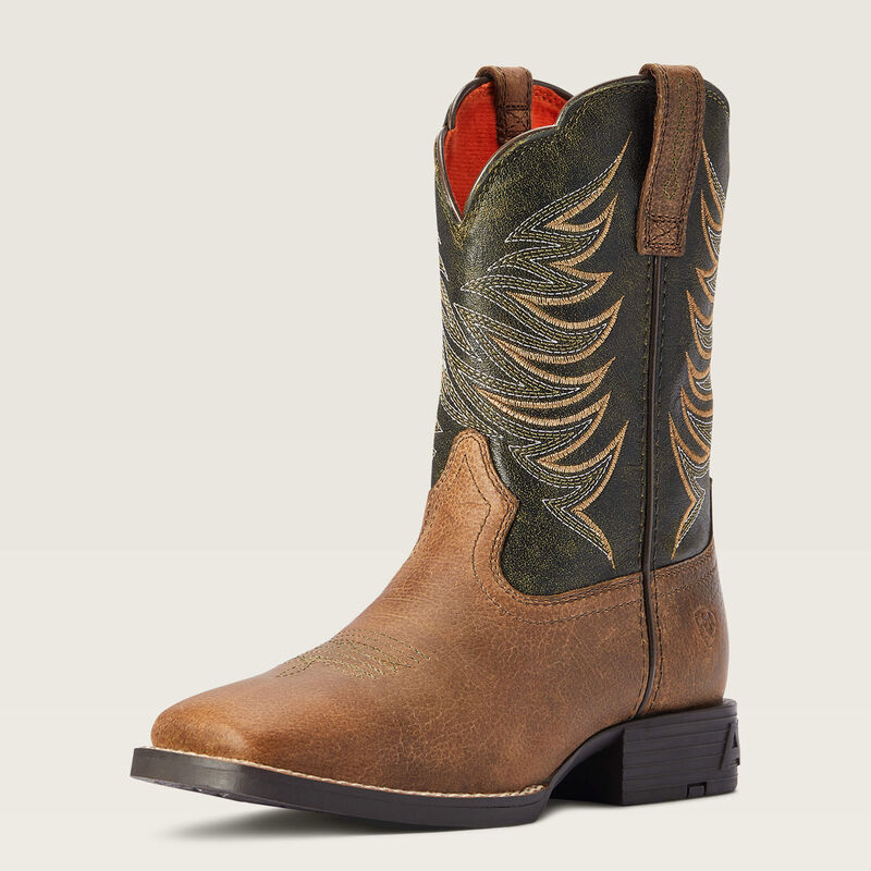Ariat Youth Kids Firecatcher Y Wide Square Toe Western Boot Distressed Brown Alfalfa
