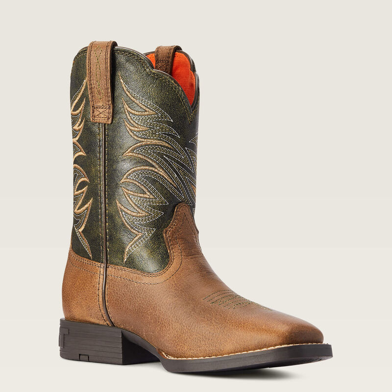 Ariat Youth Kids Firecatcher Y Wide Square Toe Western Boot Distressed Brown Alfalfa