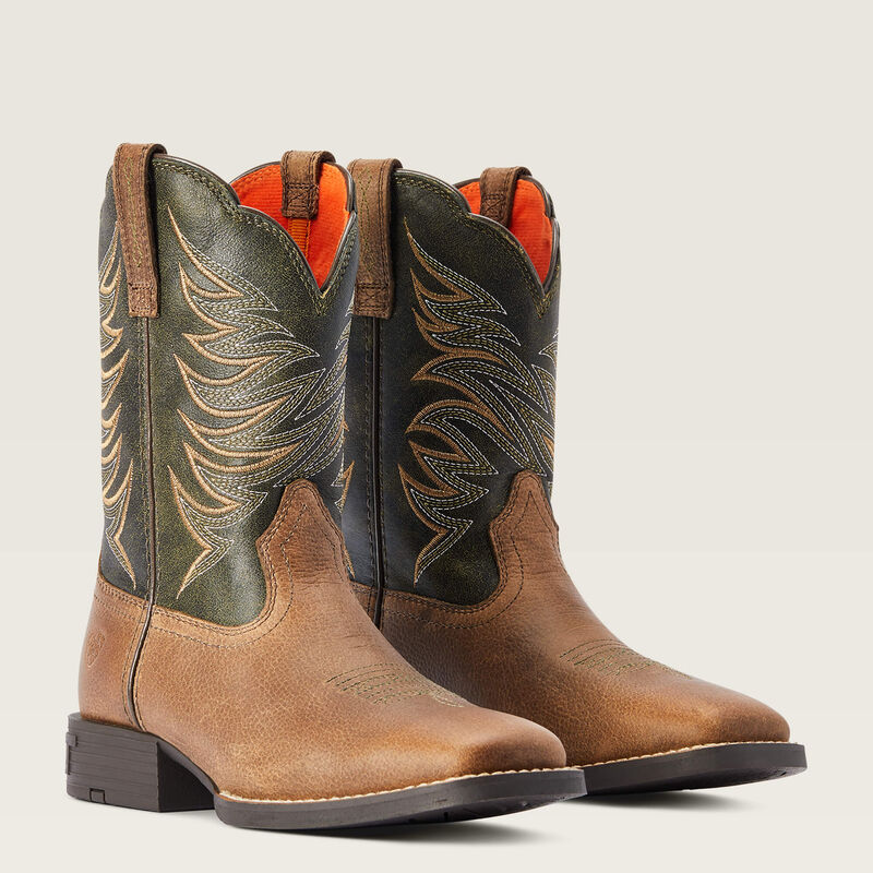 Ariat Youth Kids Firecatcher Y Wide Square Toe Western Boot Distressed Brown Alfalfa