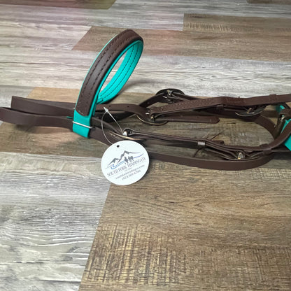 Biothane Bridle Brown / Teal w/ Brass Hardware 
