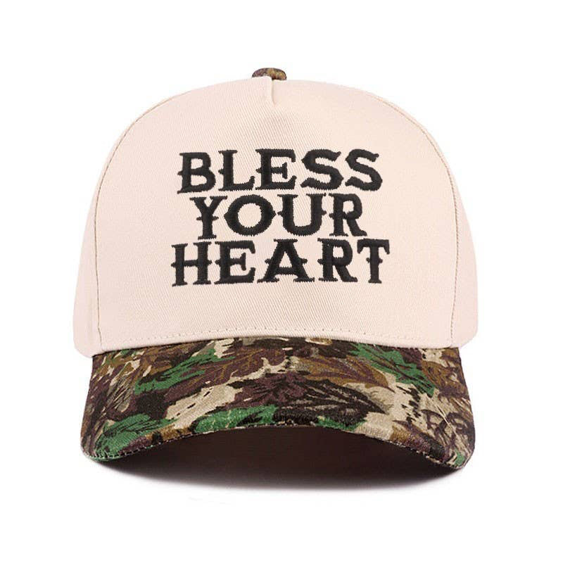 Bless Your Heart Two Tone Canvas Cotton Cap: CAMO