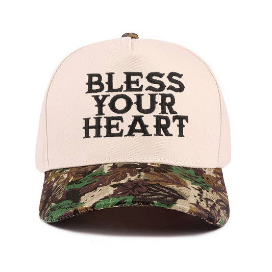 Bless Your Heart Two Tone Canvas Cotton Cap: CAMO