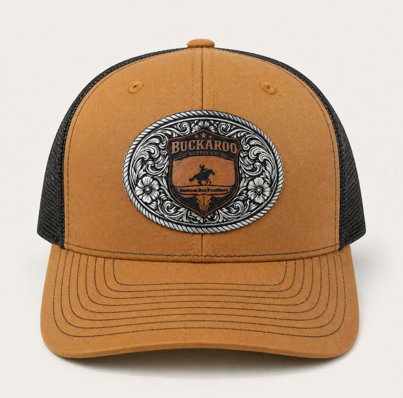 Buckaroo Supply Co. Camel & Black Richardson 112 Trucker Hat