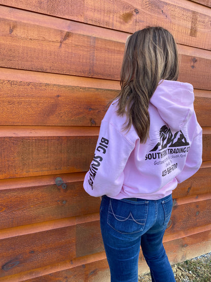 New Powder Pink & Brown Hoodie South Fork Trading Co - Adult Unisex Hoodie w/ Detailed Sleeve
