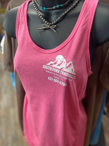 NEW PINK & WHITE South Fork Trading Co Tank Top