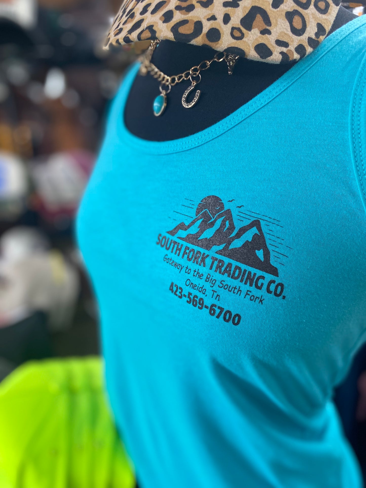NEW Turquoise & Brown South Fork Trading Co Tank Top