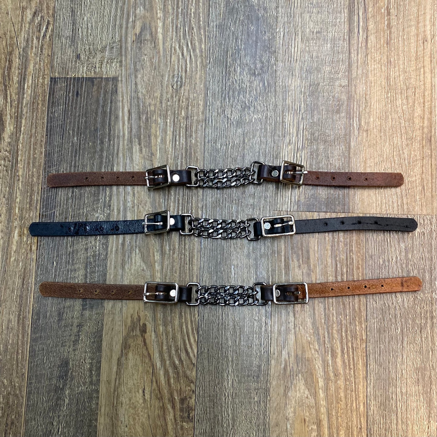 Deluxe Metallic Steel Chain & Genuine Leather Curb Chain (assorted colors)