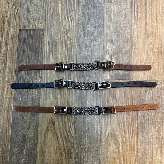 Deluxe Metallic Steel Chain & Genuine Leather Curb Chain (assorted colors)