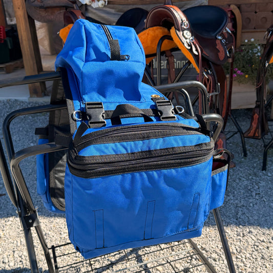 DELUX Amish Made Kentucky Blue Detachable Saddle Bags W/ 2 Cup Holders & 2 Extra Pockets with Velcro 