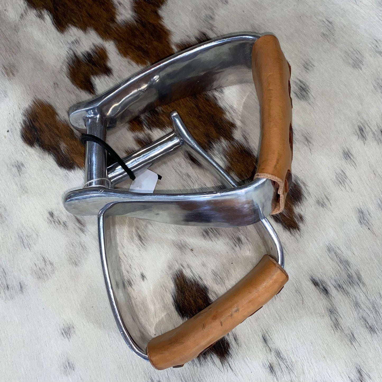 Amish Made Metal Aluminum Tan Leather Western Wide Trail Stirrups