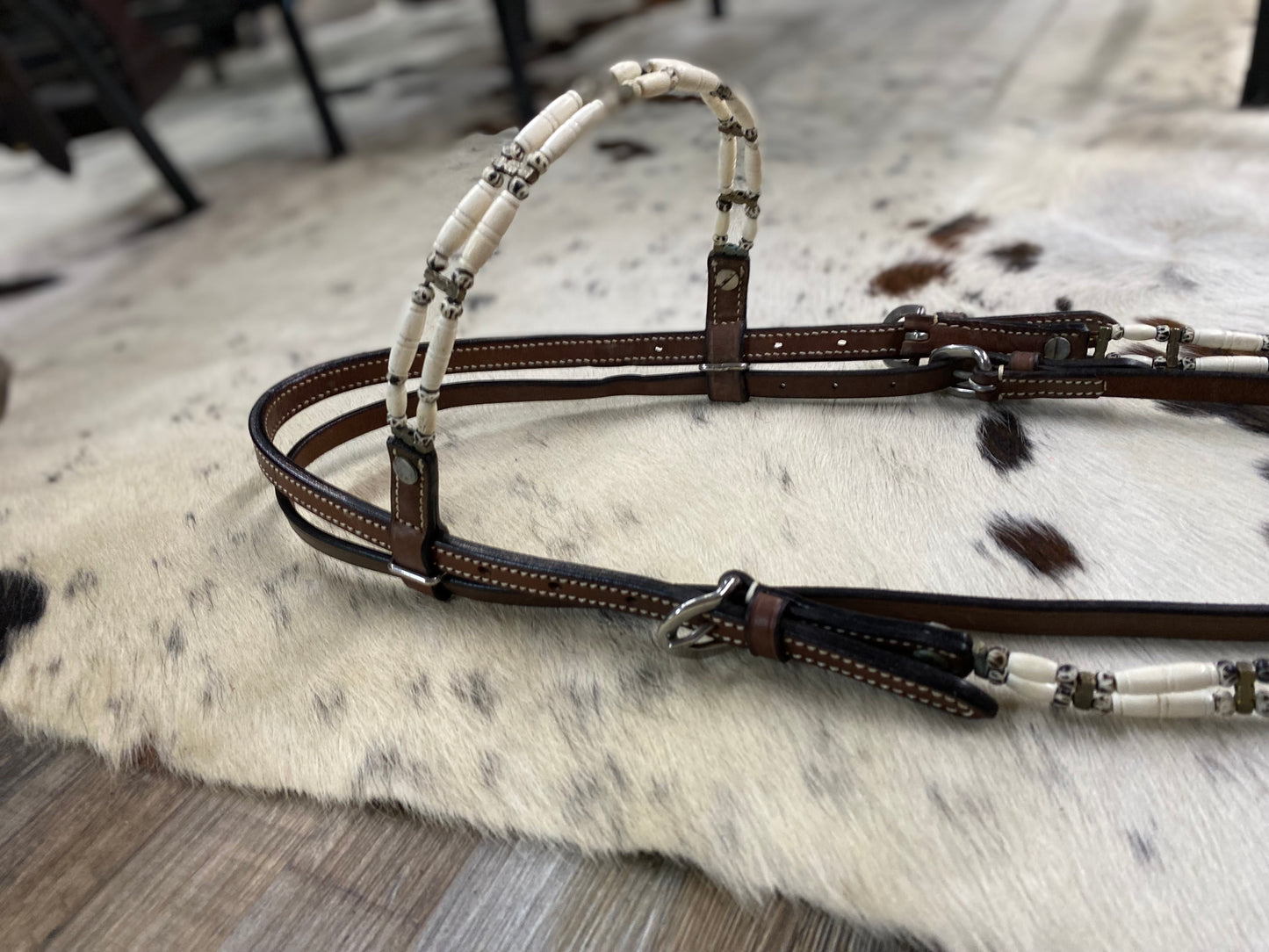 Smokey Trails Leather Beaded Headstall