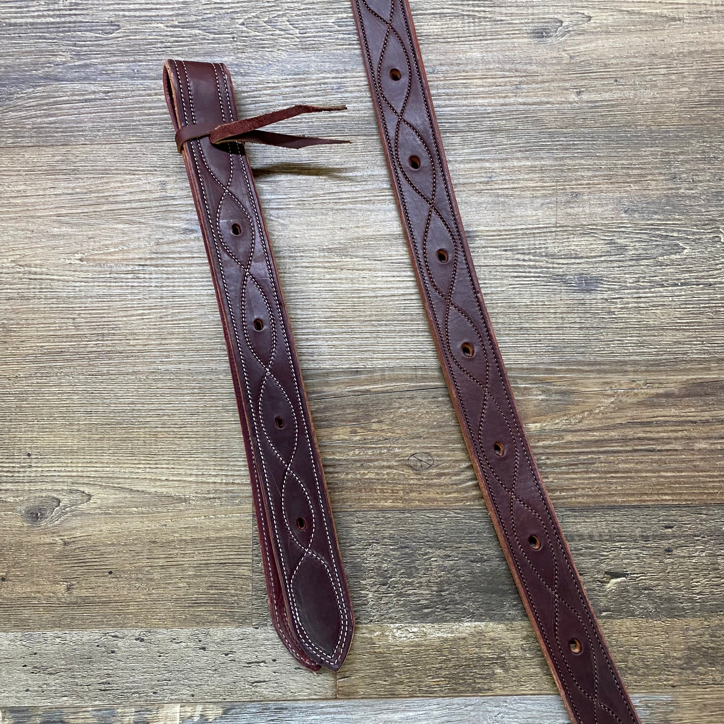 Fancy Stitched Leather Latigo Cinch & OffBillet Strap Amish Crafted