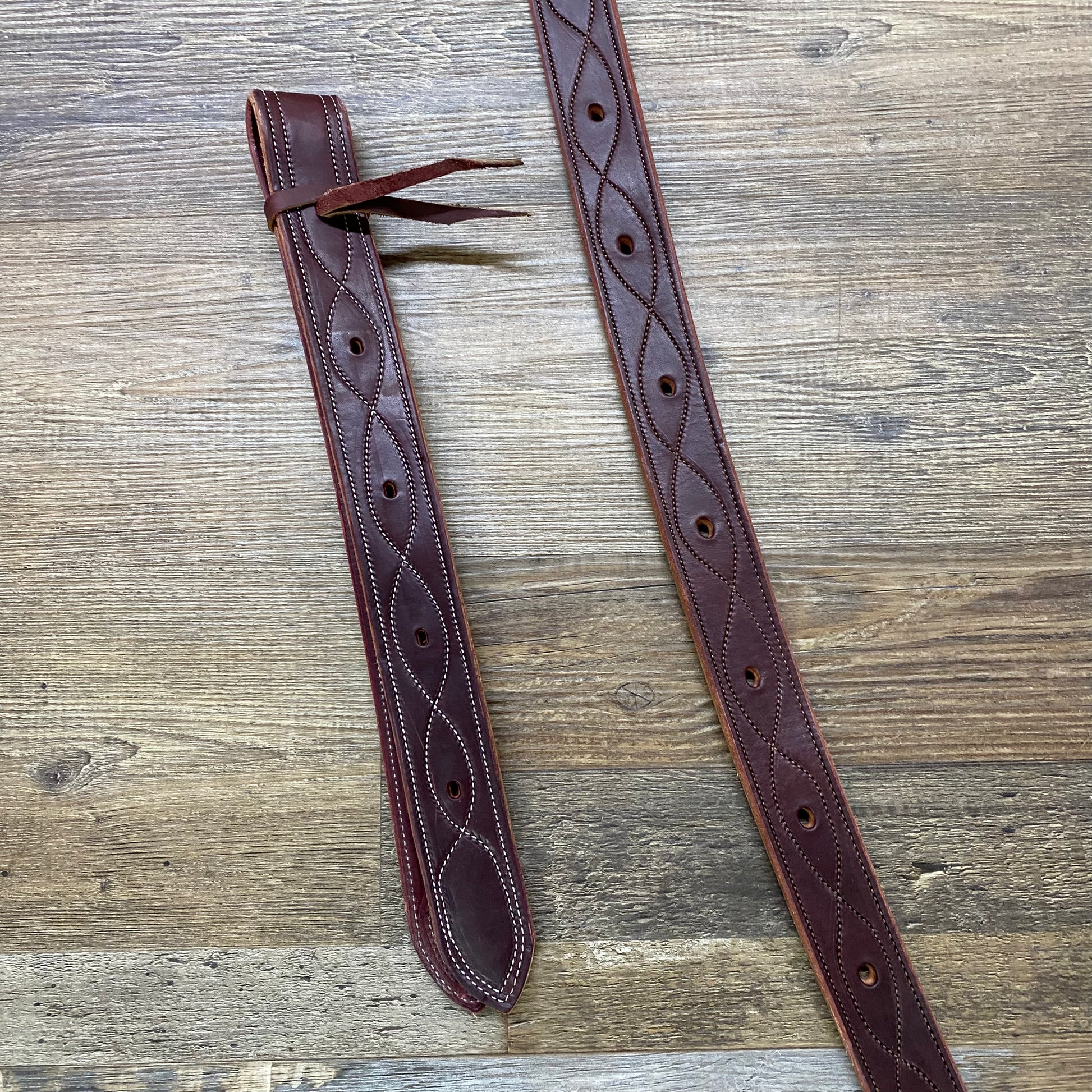 Fancy Stitched Leather Latigo Cinch & OffBillet Strap Amish Crafted