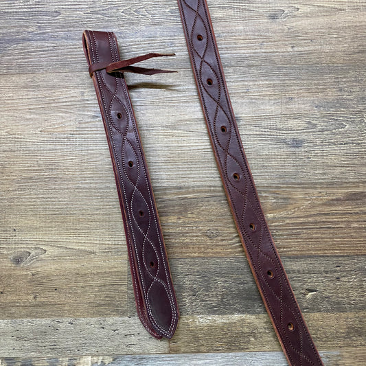 Fancy Stitched Leather Latigo Cinch & OffBillet Strap Amish Crafted