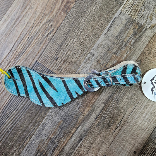 Tough 1 Multi Turquoise Zebra Print Cowhide Deep Contour Spur Straps