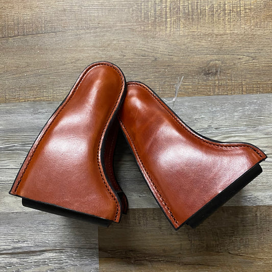 Amish Made Chestnut Brown Leather Western Wide Trail Stirrups