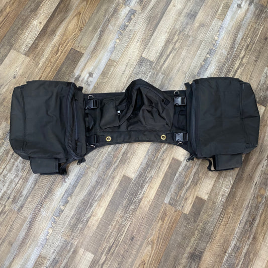 NEW DELUX Amish Made Black As Night Detachable Saddle Bags W/ 2 Cup Holders & 2 Extra Pockets with Velcro