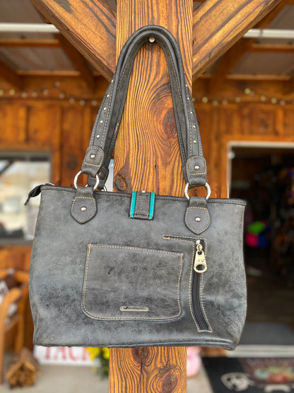 Montana West Gray & Turquoise Bling Buckle Conceal Carry Bag ON SALE