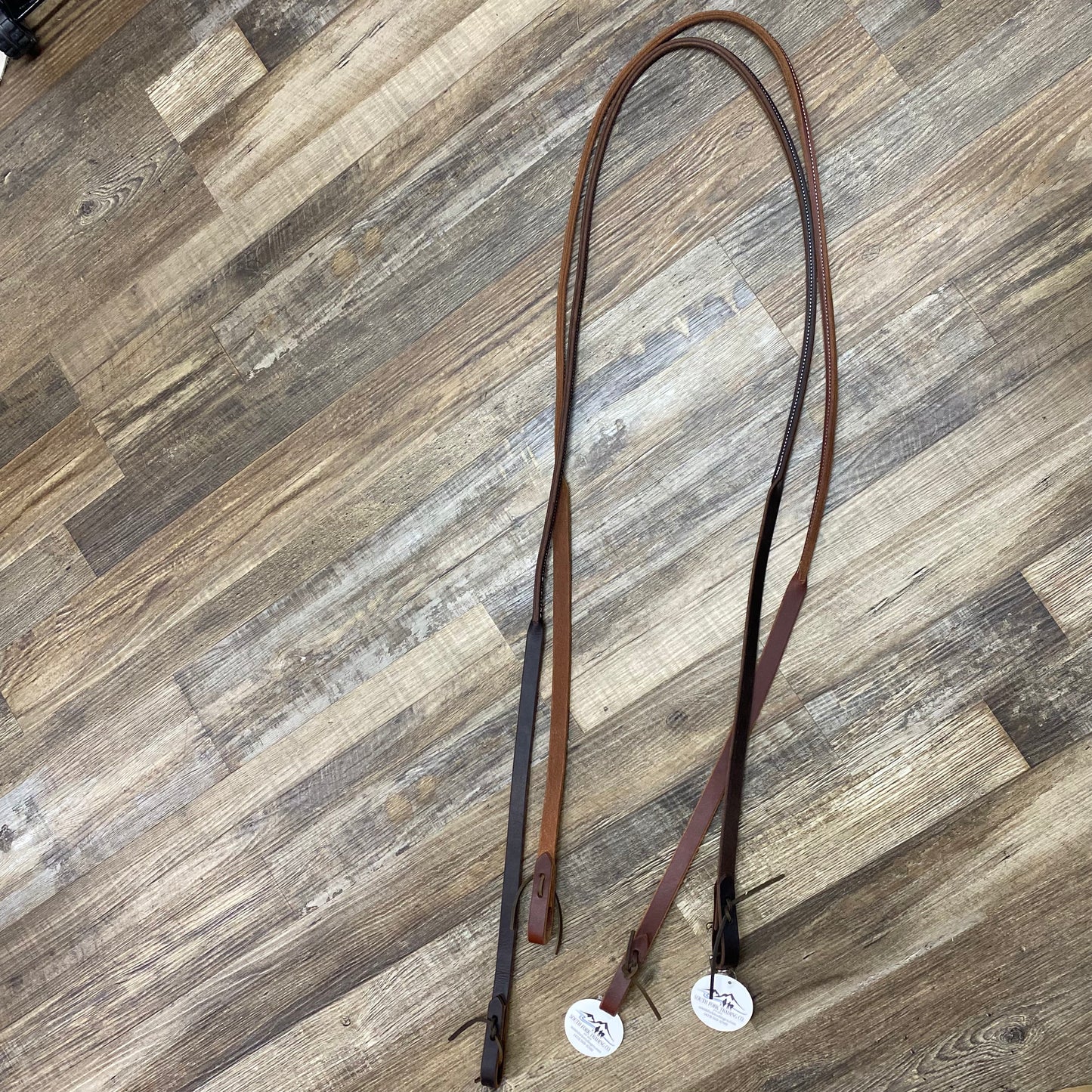 Single Amish Crafted Light Leather Reins Without Snaps