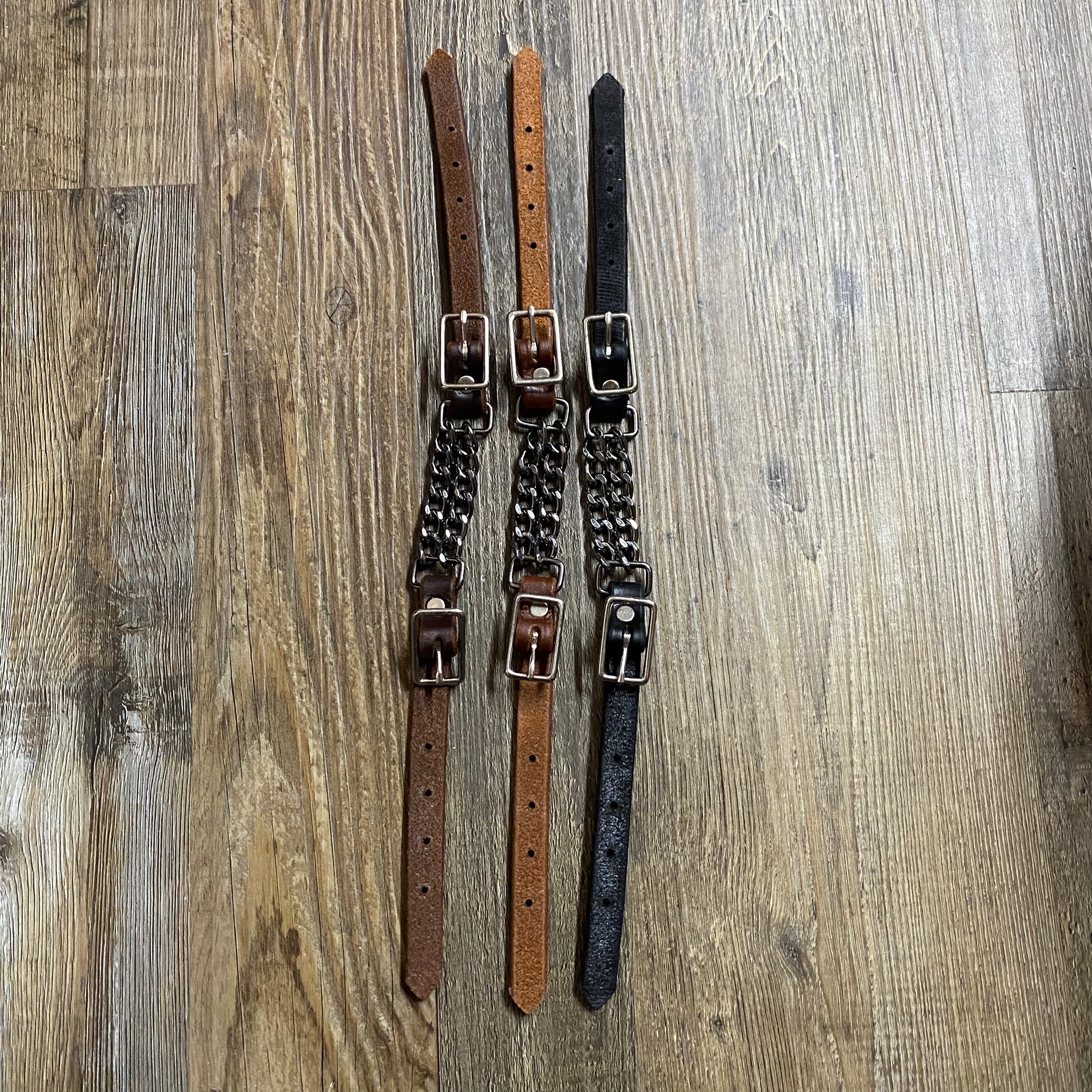 Deluxe Metallic Steel Chain & Genuine Leather Curb Chain (assorted colors)